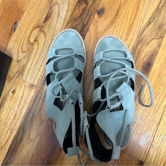 Zara tie up suede flat sandals